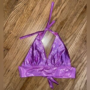 New Shiny Purple Halter Rave Halter Top